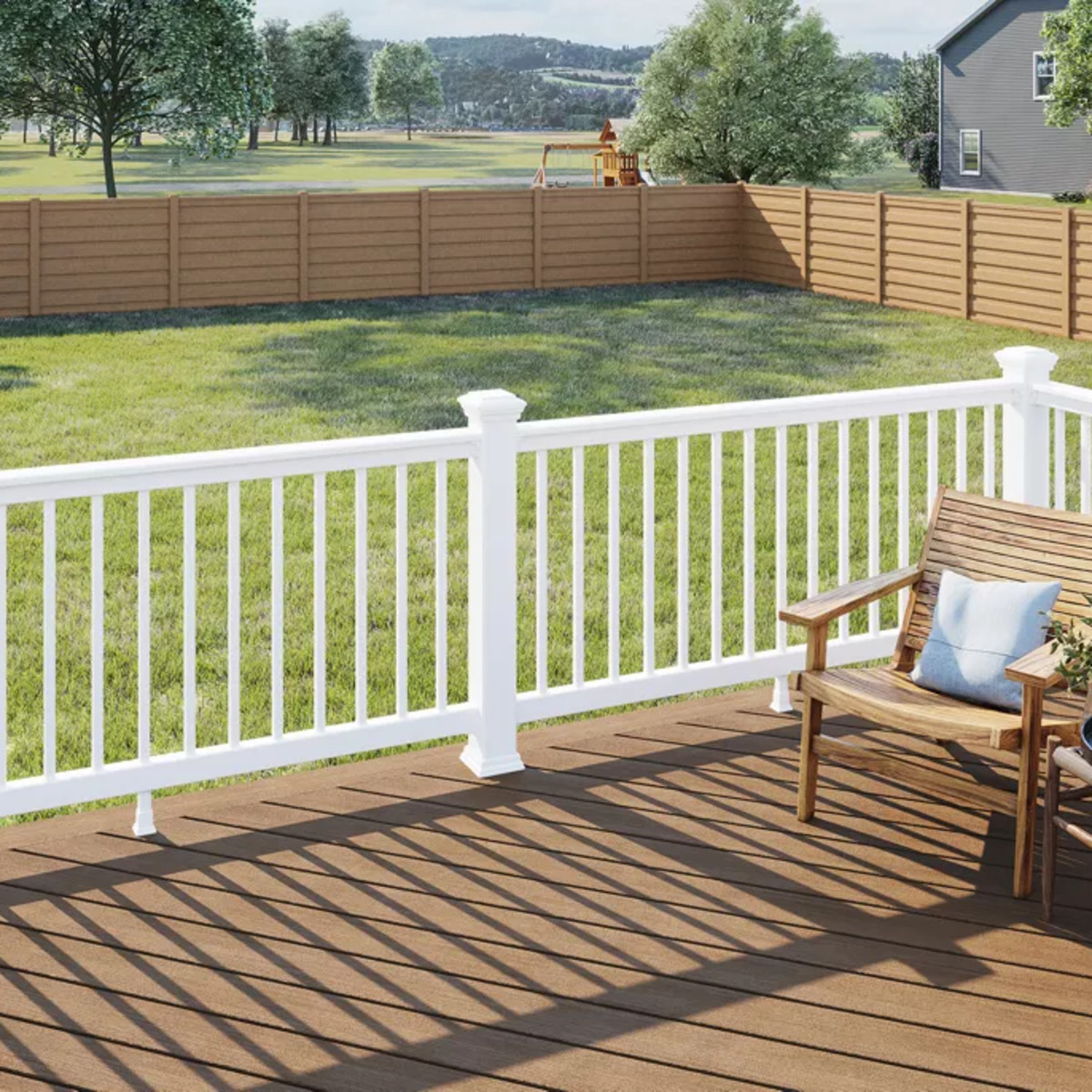 Main 6 - 8-ft x 42-in Select Horizontal T-Rail Kit with Square Composites Balusters - Classic White - Arlington Coal & Lumber