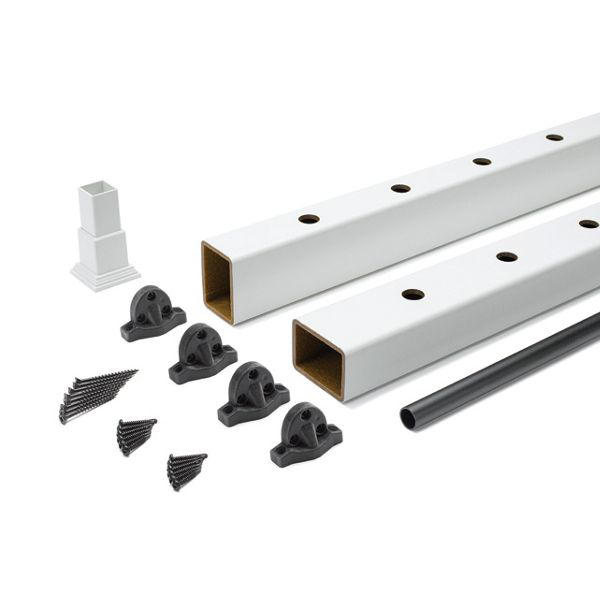 Main 5 - 8-ft x 36-in Select® Stair T-Rail Kit with Round Aluminum Balusters - Classic White - Arlington Coal & Lumber