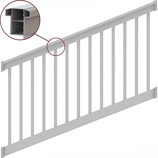Main 1 - 8-ft x 42-in Select Horizontal T-Rail Kit with Square Composites Balusters - Classic White - Arlington Coal & Lumber