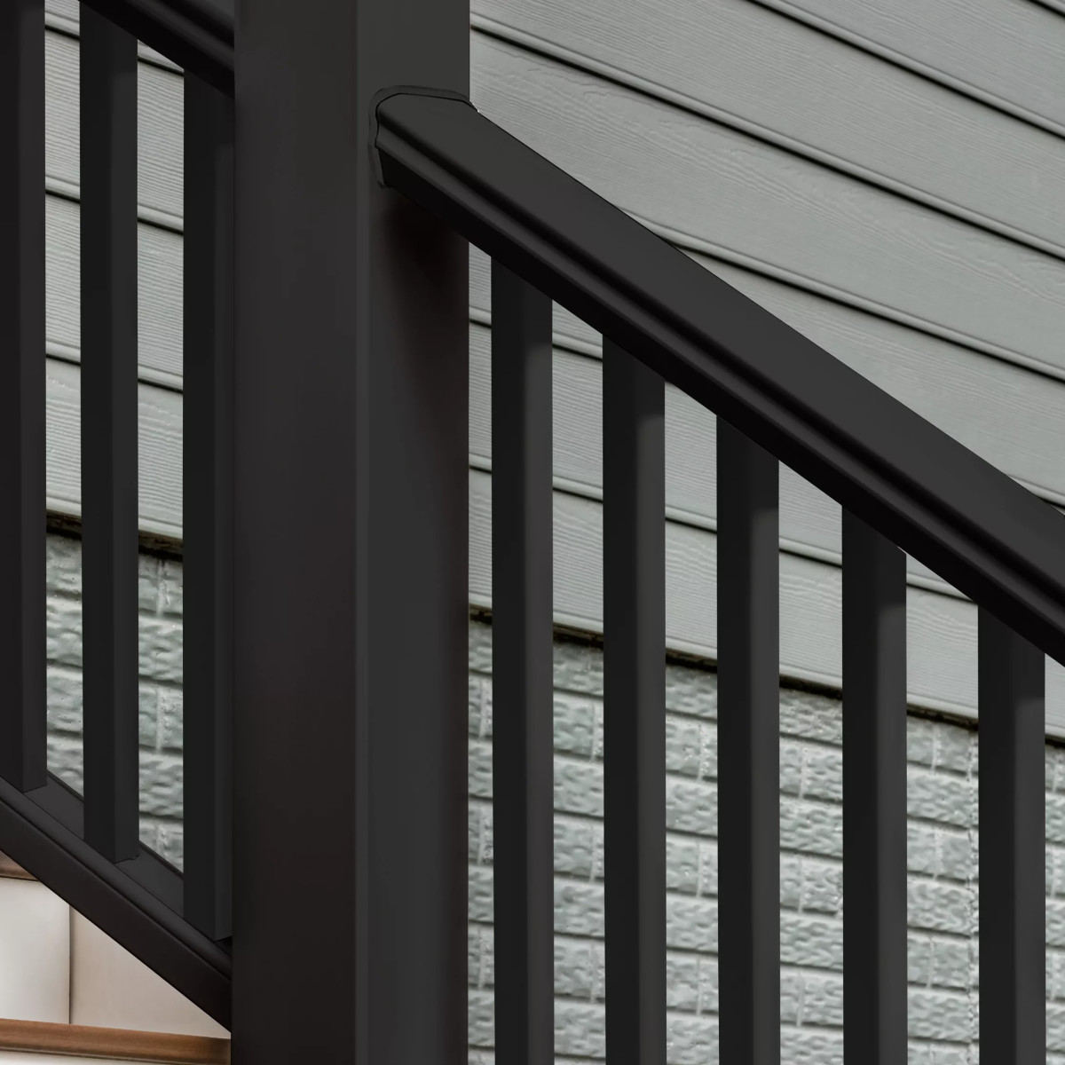 Main 5 - 8-ft x 36-in Transcend Stair Rail Kit with Composite Balusters - Charcoal Black Full Span - Arlington Coal & Lumber