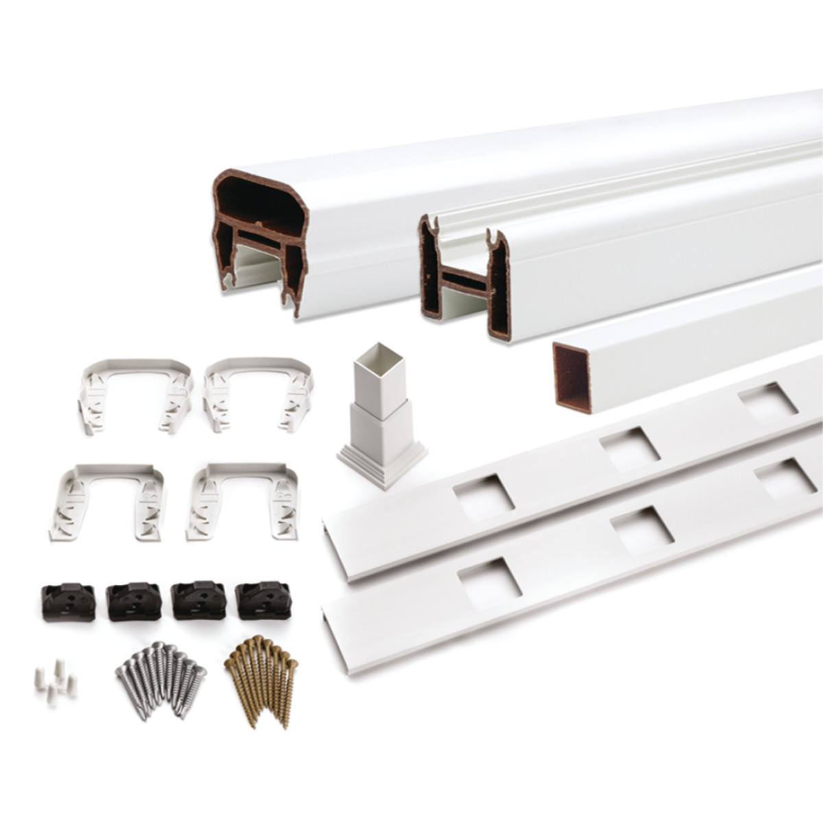 Main 6 - 8-ft x 42-in Transcend Horizontal Rail Kit with Composite Balusters - Classic White Full Span - Arlington Coal & Lumber