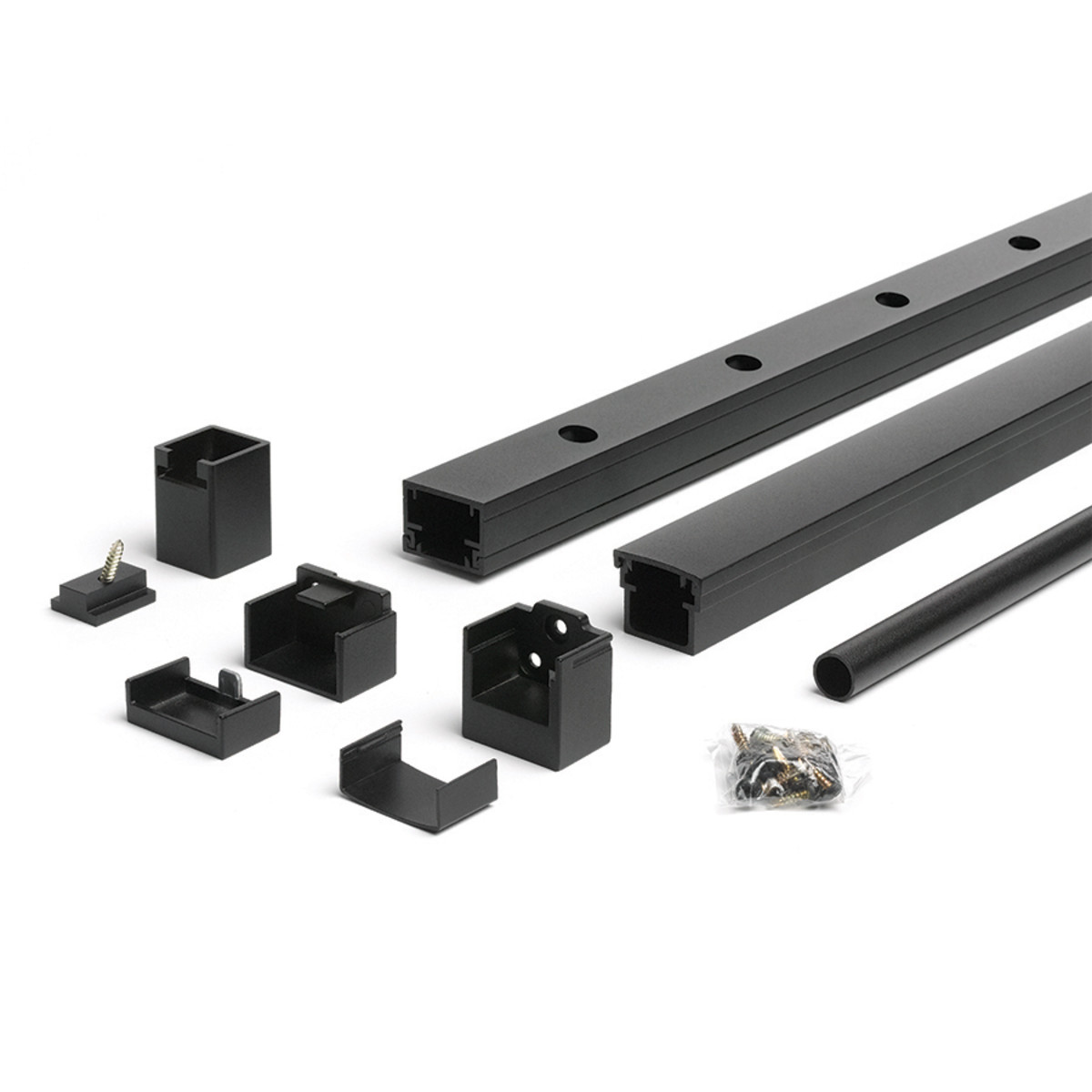Main 5 - 96-in x 42-in Signature Rail Kit with Round Balusters-Stair-Charcoal Black - Arlington Coal & Lumber