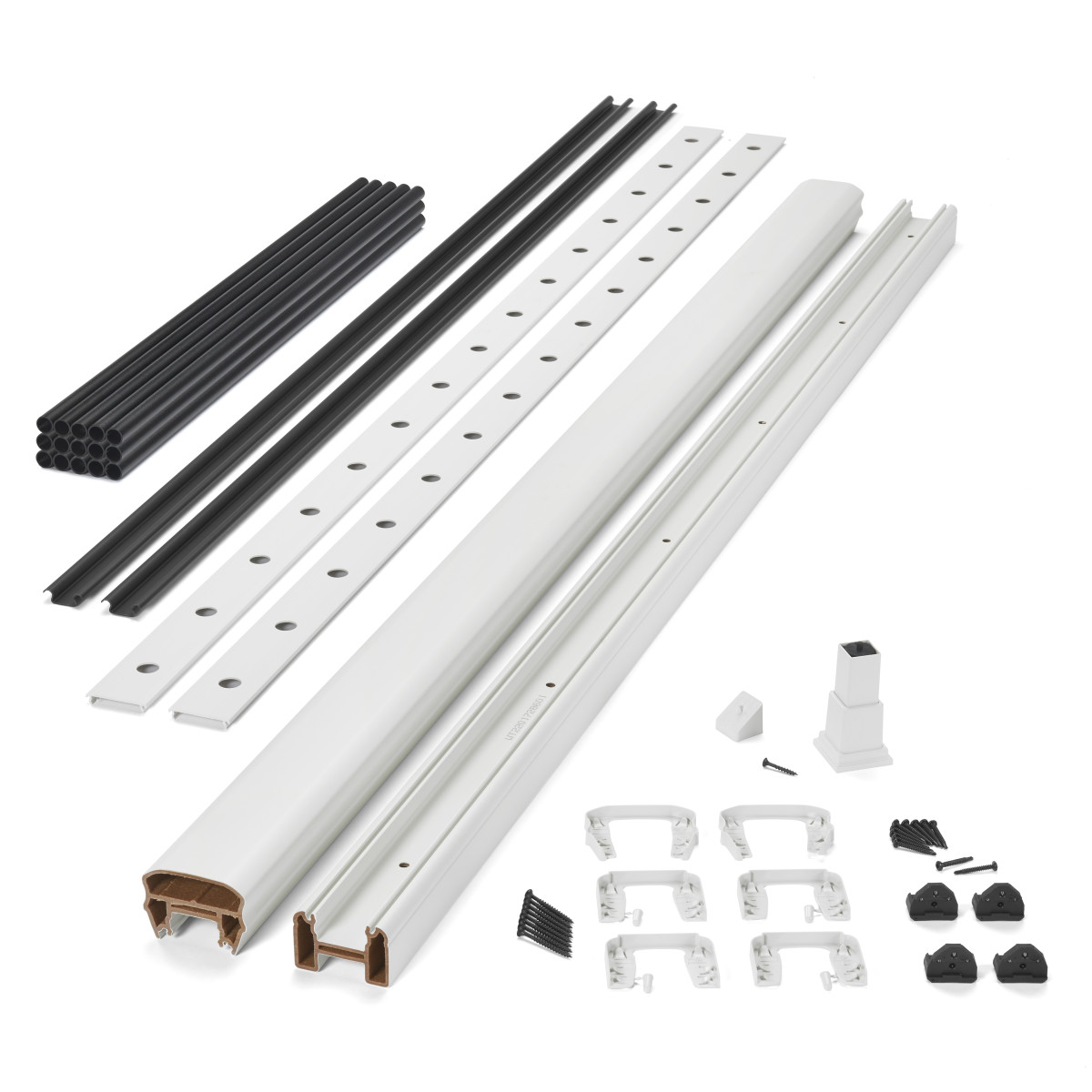 Main 6 - 8-ft x 36-in Transcend Horizontal Rail Kit with Round Aluminum Balusters - Classic White Full Span - Arlington Coal & Lumber