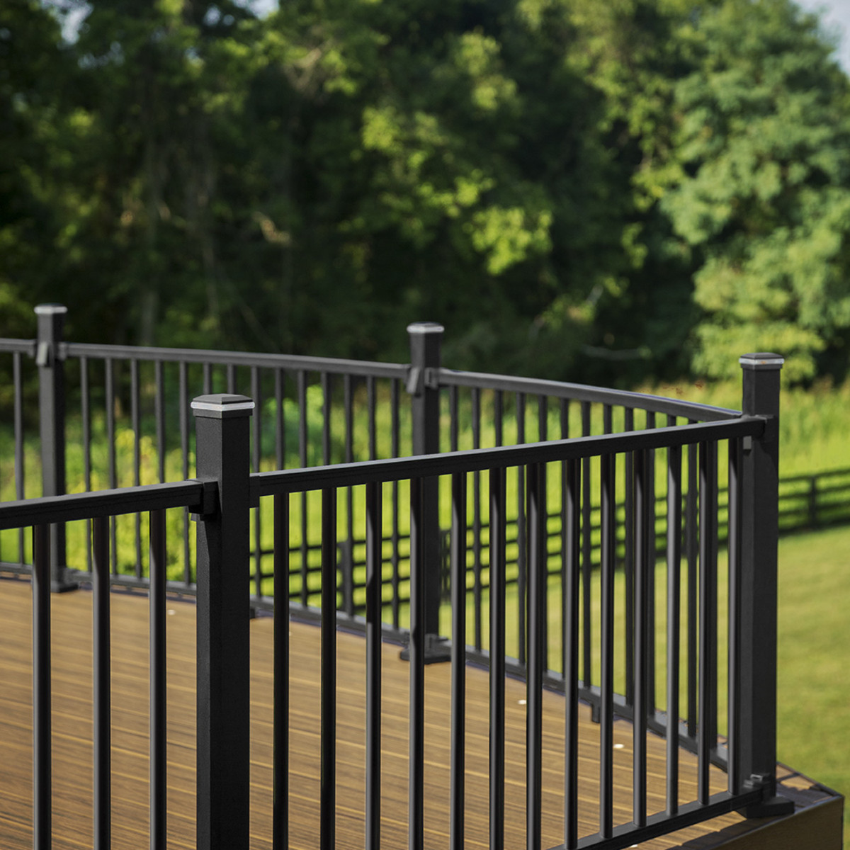 Main 4 - 96-in x 42-in Signature Rail Kit with Round Balusters-Horizontal-Charcoal Black - Arlington Coal & Lumber