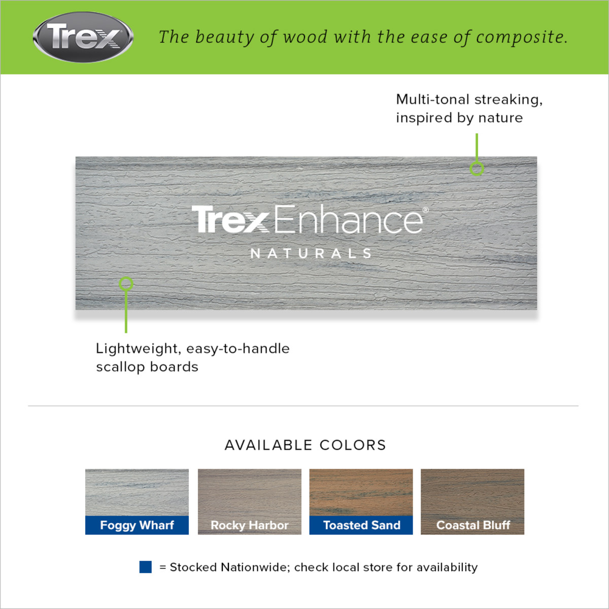 Main 6 - 12 FT TREX ENHANCED NATURALS DECK BOARDS FOGGY WHARF - Arlington Coal & Lumber