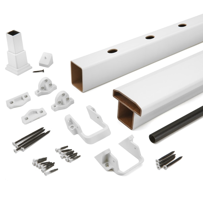 Main 6 - 8-ft x 42-in Select® Horizontal T-Rail Kit with Round Aluminum Balusters - Classic White - Arlington Coal & Lumber