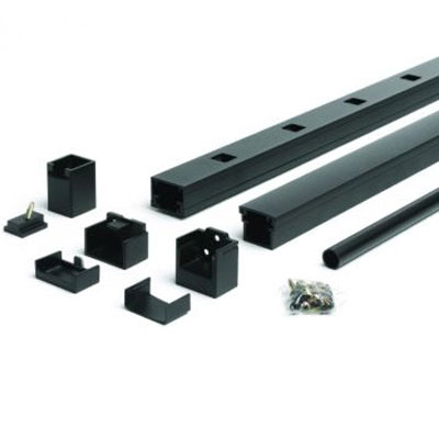 Main 1 - 96-in x 42-in Signature Rail Kit with Round Balusters-Horizontal-Charcoal Black - Arlington Coal & Lumber