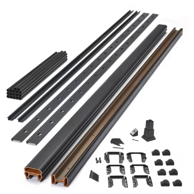 8-ft x 36-in Transcend Stair Rail Kit with Round Aluminum Balusters - Charcoal Black Full Span - Arlington Coal & Lumber