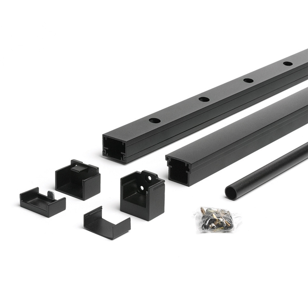 Main 3 - 96-in x 42-in Signature Rail Kit with Round Balusters-Horizontal-Charcoal Black - Arlington Coal & Lumber