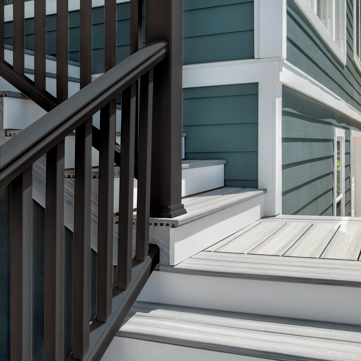 Main 2 - 8-ft x 36-in Transcend Stair Rail Kit with Composite Balusters - Charcoal Black Full Span - Arlington Coal & Lumber
