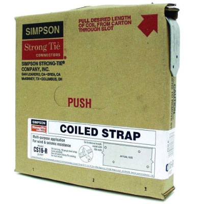 Main 3 - SIMPSON CS16-R (16-GA) GALV. 25 FT. UTILITY COIL STRAP  (4/CTN) - Arlington Coal & Lumber