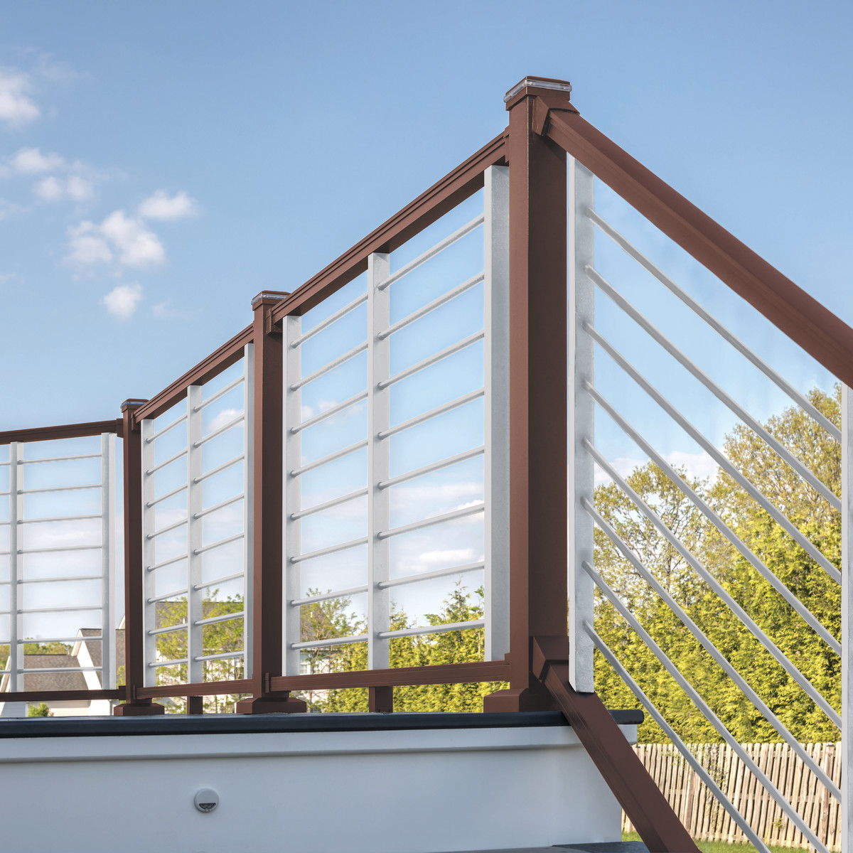 Main 2 - 96-in x 36-in Signature Bronze Frame and Platinum Rod Railing-Stair - Arlington Coal & Lumber