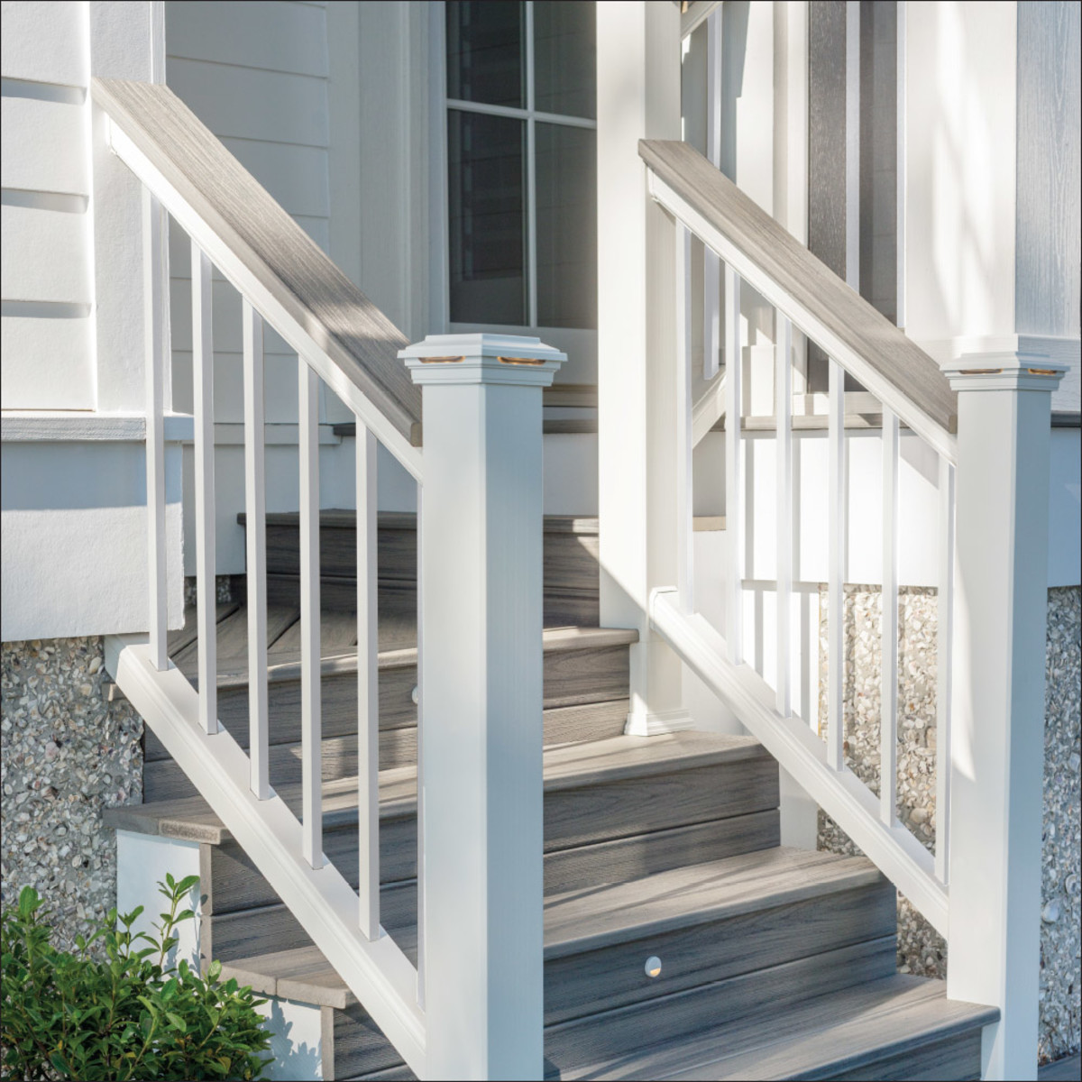 Main 7 - 8-ft x 36-in Transcend Cocktail Stair Rail Kit with Round Aluminum Balusters - Classic White Full Span - Arlington Coal & Lumber