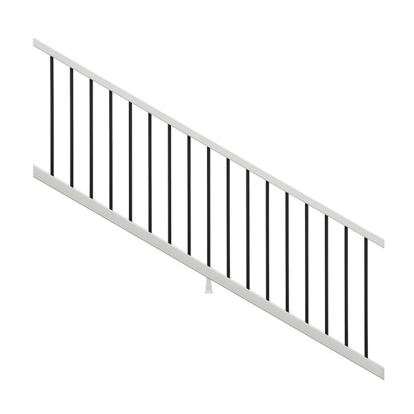 Main 7 - 6-ft x 36-in Select® Stair T-Rail Kit with Round Aluminum Balusters - Classic White - Arlington Coal & Lumber