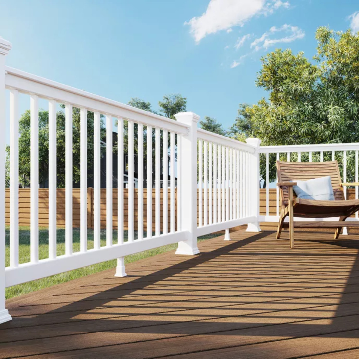 Main 7 - 8-ft x 42-in Select Horizontal T-Rail Kit with Square Composites Balusters - Classic White - Arlington Coal & Lumber