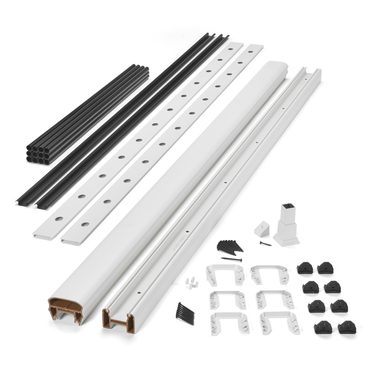 Main 2 - 8-ft x 36-in Transcend Stair Rail Kit with Round Aluminum Balusters - Classic White Full Span - Arlington Coal & Lumber