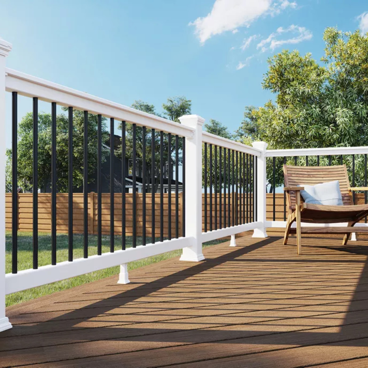 Main 3 - 6-ft x 36-in Select® Horizontal T-Rail Kit with Round Aluminum Balusters Full Span - Classic White - Arlington Coal & Lumber