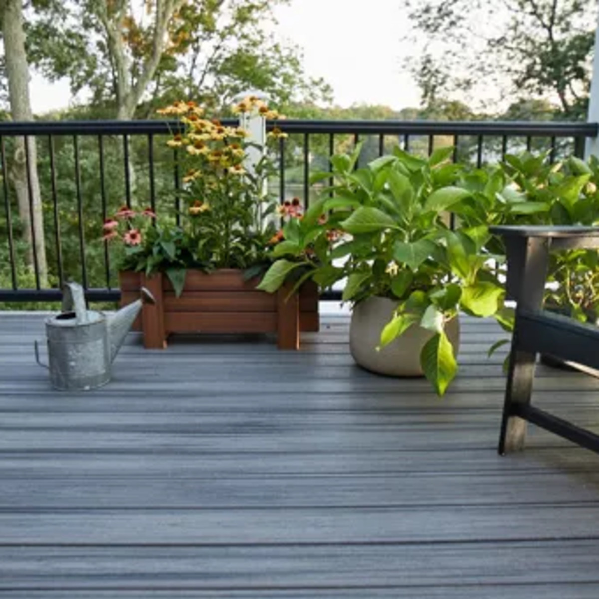 Main 5 - 8-ft x 36-in Transcend Horizontal Rail Kit with Round Aluminum Balusters - Charcoal Black Full Span - Arlington Coal & Lumber