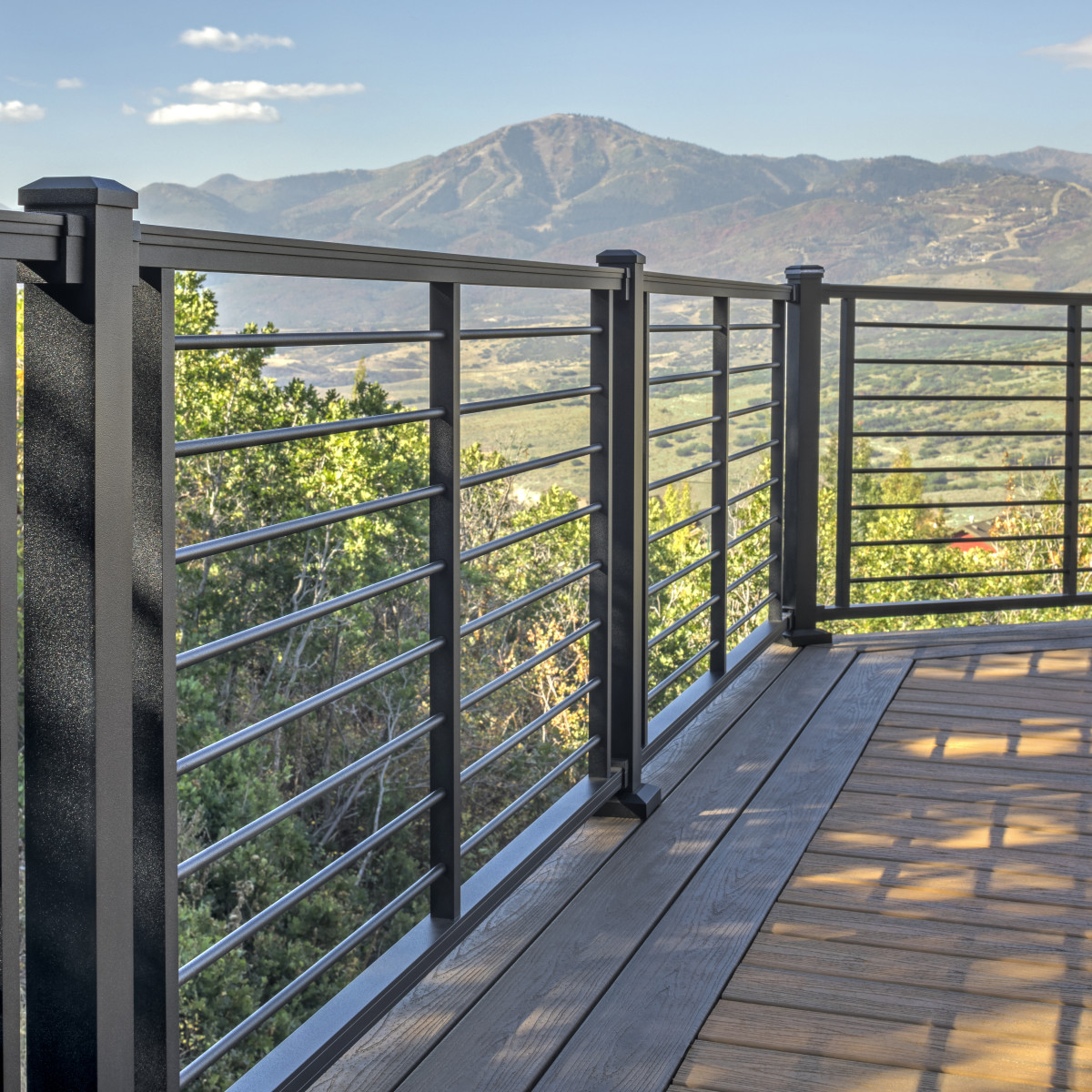 Main 2 - 96-in x 42-in Signature Charcoal Black Frame and Black Rod Railing-Horizontal - Arlington Coal & Lumber