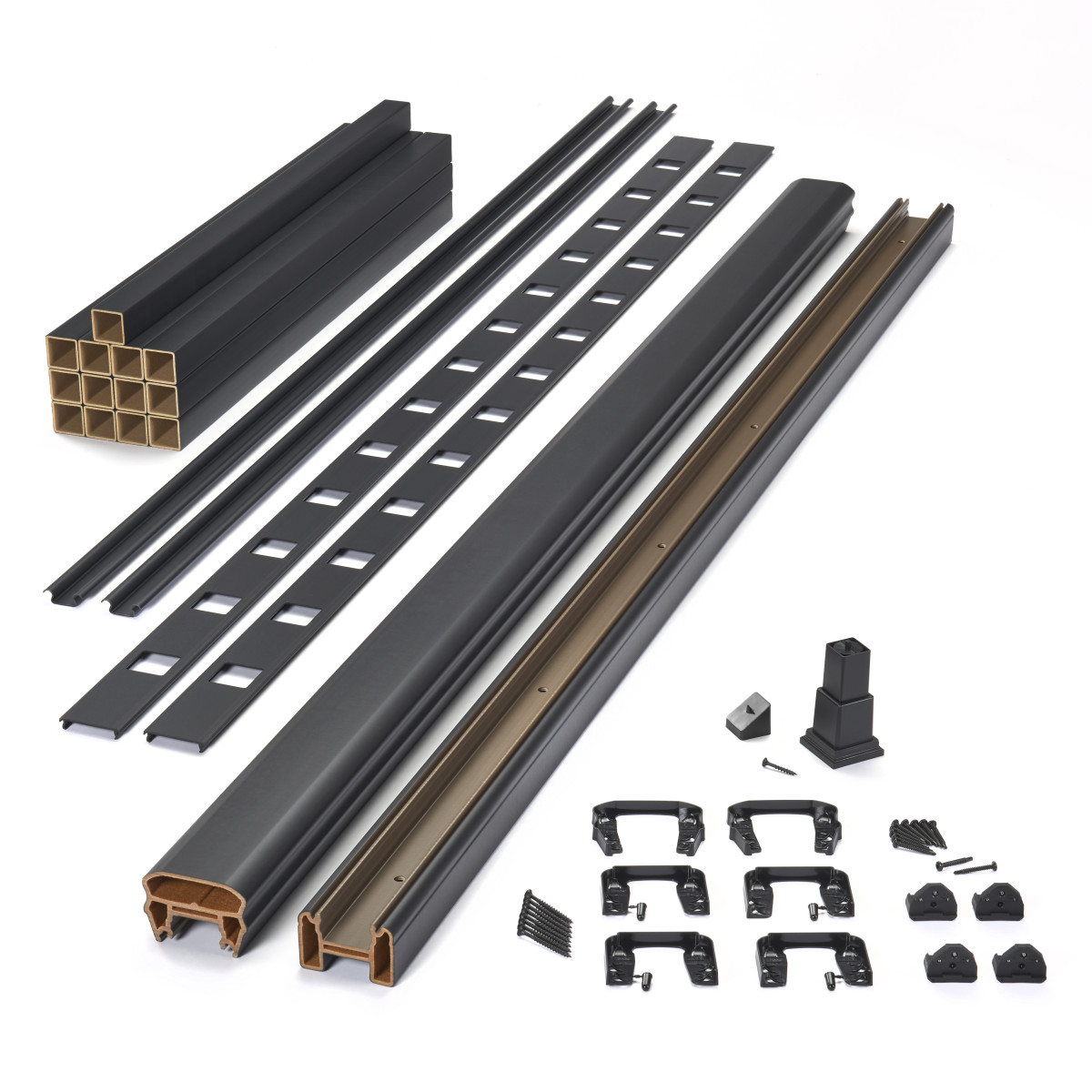 Main 11 - 8-ft x 36-in Transcend Horizontal Rail Kit with Composite Balusters - Charcoal Black Full Span - Arlington Coal & Lumber