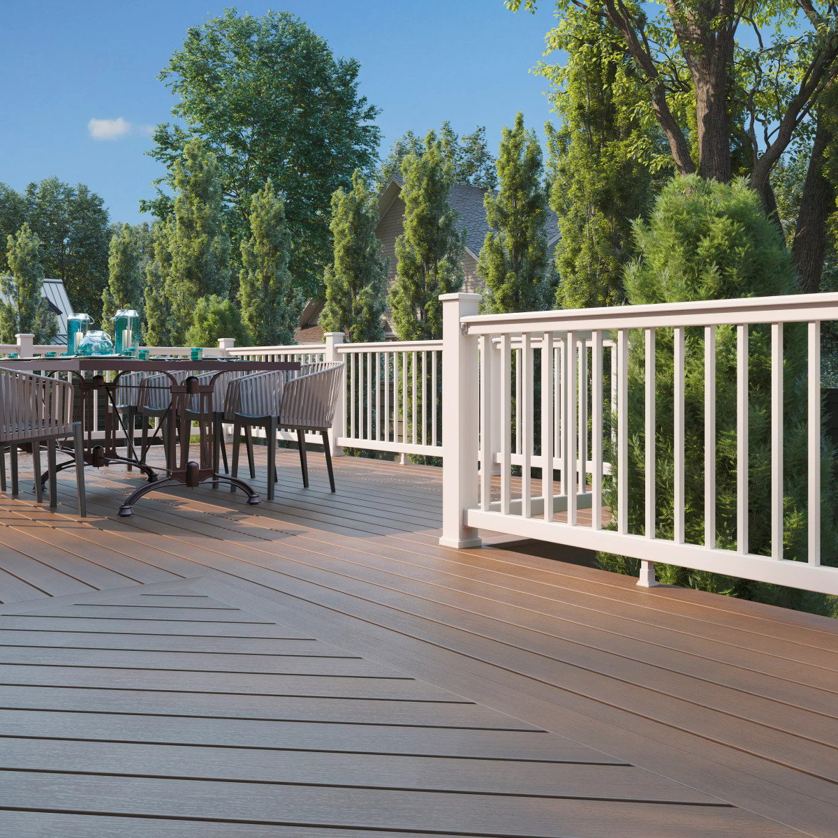 Main 3 - 8-ft x 42-in Select Horizontal T-Rail Kit with Square Composites Balusters - Classic White - Arlington Coal & Lumber