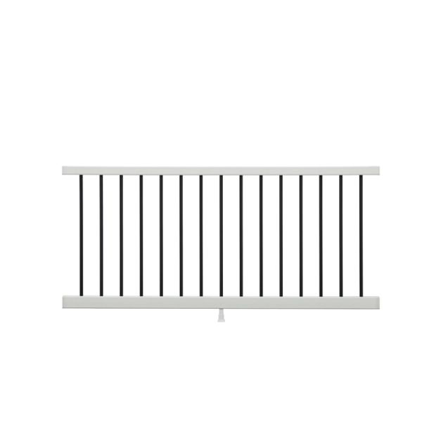 8-ft x 36-in Select® Horizontal T-Rail Kit with Round Aluminum Balusters - Classic White - Arlington Coal & Lumber