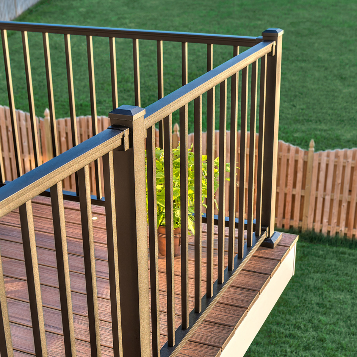 Main 5 - 96-in x 36-in Signature Rail Kit with Square Balusters-Horizontal-Bronze - Arlington Coal & Lumber
