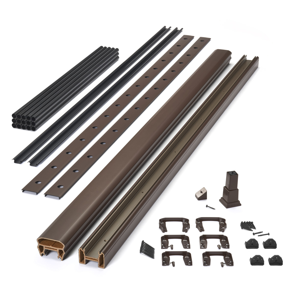 Main 4 - 6-ft x 36-in Transcend Horizontal Rail Kit with Round Aluminum Balusters - Vintage Lantern Full Span - Arlington Coal & Lumber