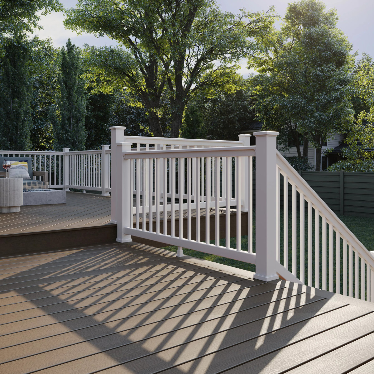 Main 4 - 8-ft x 42-in Select Horizontal T-Rail Kit with Square Composites Balusters - Classic White - Arlington Coal & Lumber