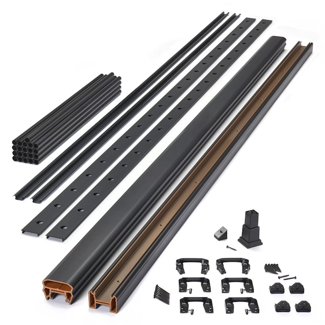 Main 8 - 6-ft x 36-in Transcend Horizontal Rail Kit with Round Aluminum Balusters - Charcoal Black Full Span - Arlington Coal & Lumber