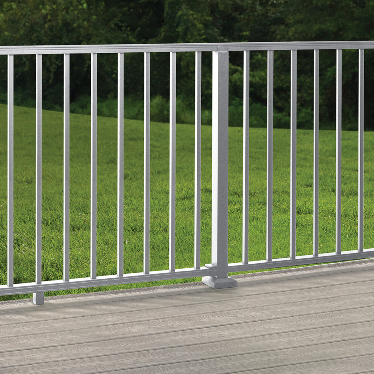 Main 3 - 96-in x 36-in Signature Rail Kit with Square Balusters-Horizontal-Classic White - Arlington Coal & Lumber
