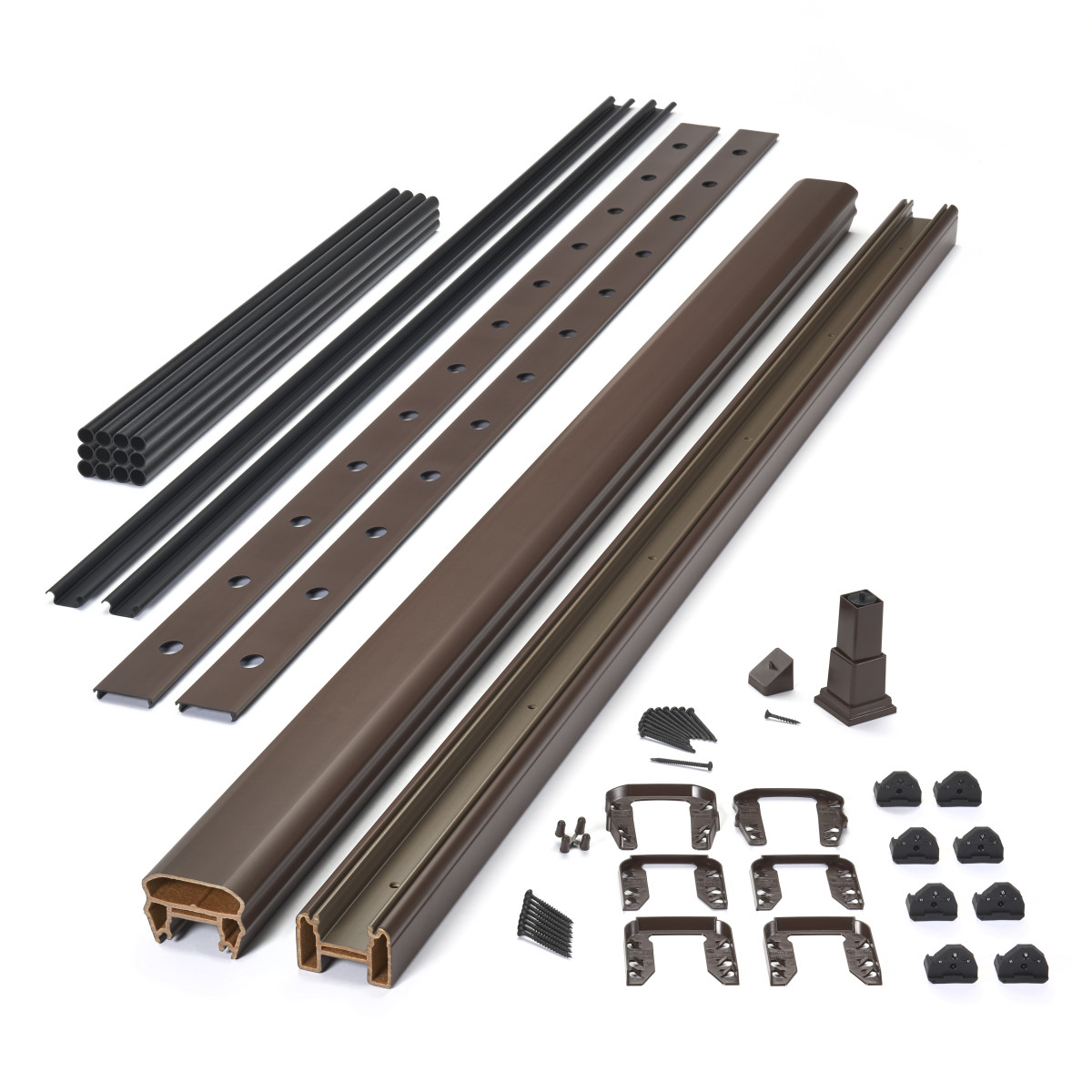Main 4 - 8-ft x 36-in Transcend Stair Rail Kit with Round Aluminum Balusters - Vintage Lantern Full Span - Arlington Coal & Lumber