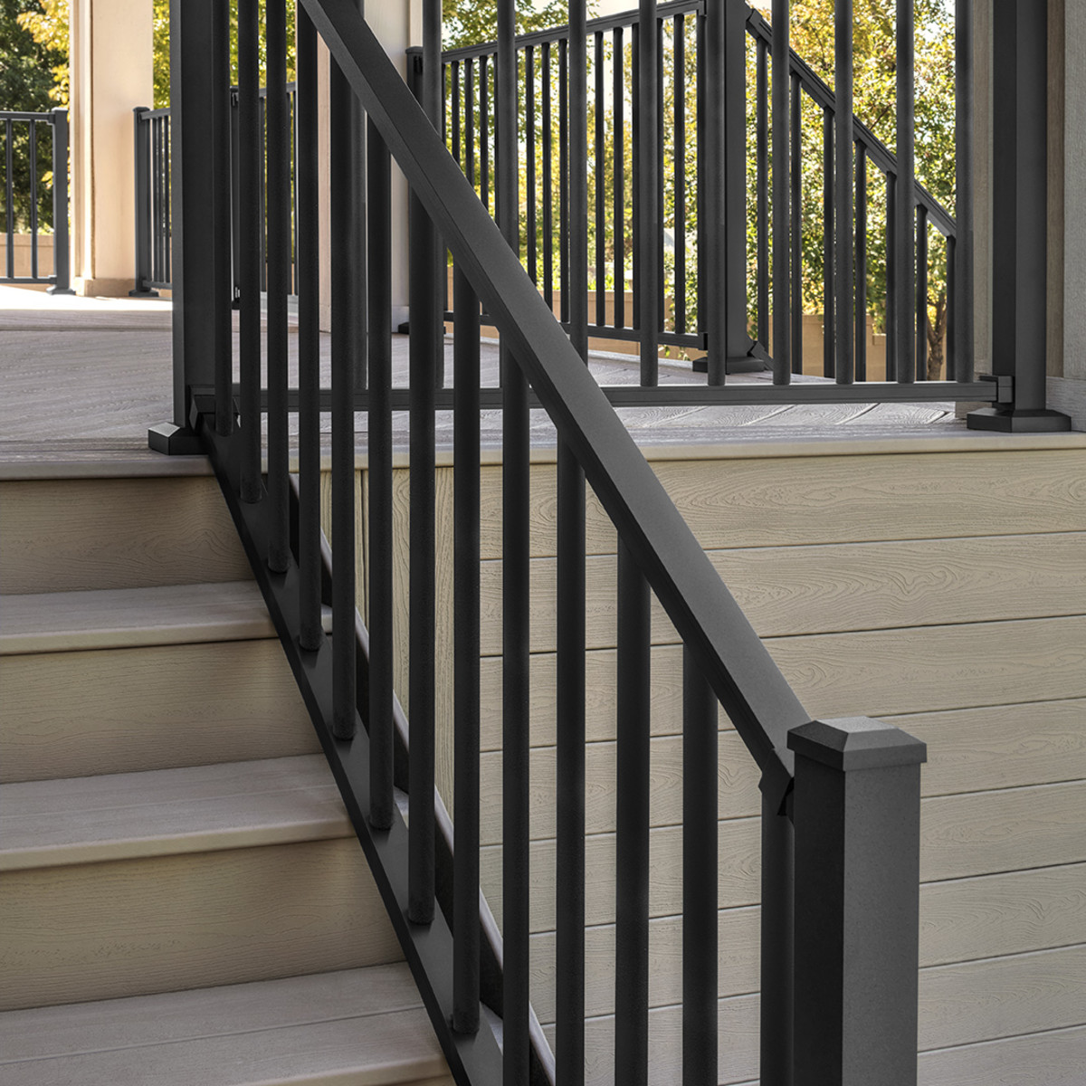 Main 4 - 96-in x 42-in Signature Rail Kit with Round Balusters-Stair-Charcoal Black - Arlington Coal & Lumber