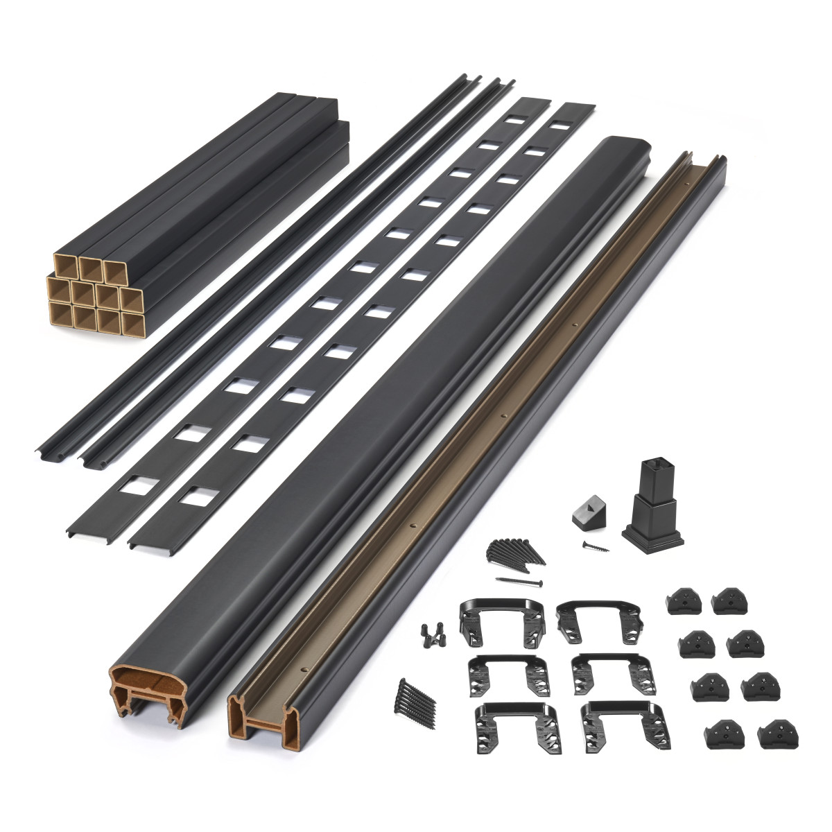 Main 4 - 8-ft x 36-in Transcend Stair Rail Kit with Composite Balusters - Charcoal Black Full Span - Arlington Coal & Lumber